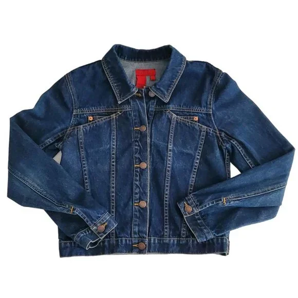 BCBGeneration MaxAzria Dark Wash Blue Denim Trucker Jean Jacket | Like New | S - Picture 6 of 15